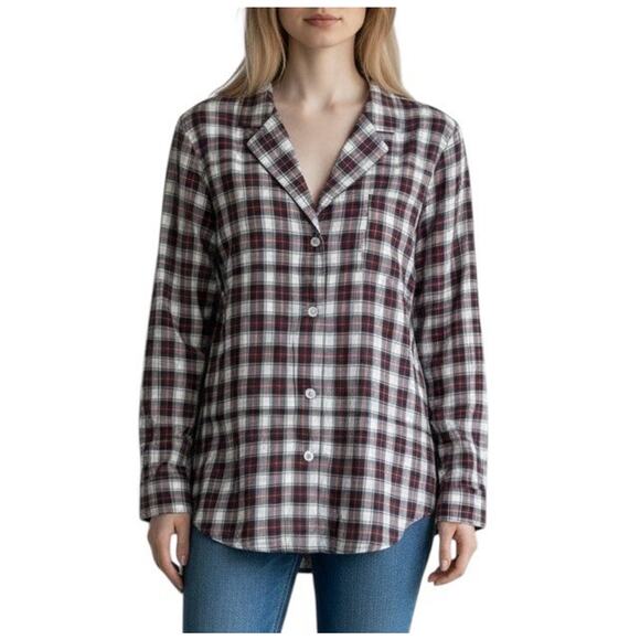 Jenni Kayne Classic Plaid Button Down Shirt Collared Lightweight Size Small NEW - Picture 1 of 7